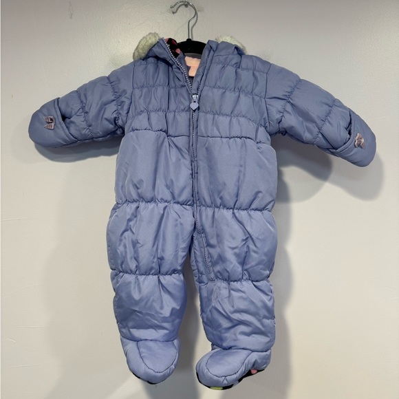 Purple London Fog baby puffy snowsuit - Picture 1 of 5